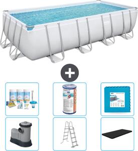Piscina rettangolare Bestway Power Steel - 549 x 274 x 122 - Grigio - compresa pompa - scala - copertura pacchetto manutenzione - filtro - pavimento in piastrelle