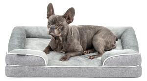 Letto per cani lionto premium, letto ortopedico in memory foam con bordo rialzato, rivestimento lavabile e supporto stabile, 89x63x17 cm, grigio