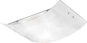 Plafoniera Michela piccola 32x21cm bianco lucido 2XE27, vetro curvo con base cromata, IP20, max 2x42W, lampada da soffitto elegante