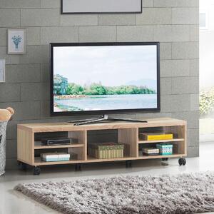 Costway Mobile TV con ripiani aperti e ruote con freni per salone, Stand universale moderno e compatto per TV Naturale