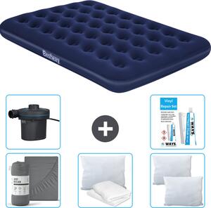 Materasso gonfiabile Bestway - Letto francese - 137 x 191 x 22 cm - Blu - Accessori inclusi