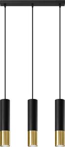 Lampada a sospensione LOOPEZ 3L nero/oro 3xGU10 10W acciaio 90x6x45cm Sollux Lighting