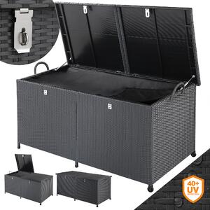 CASARIA® Baule da Giardino XXL 625L 150x77x73 cm Polyrattan con Ruote Impermeabile Fodera Interna Box Multifunzione
