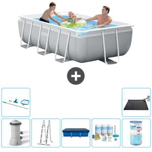 Piscina Intex con struttura a prisma rettangolare - 300 x 175 x 80 cm - grigio - inclusa pompa - copertura a scaletta - pacchetto manutenzione - filtro - kit di pulizia - tappeto solare