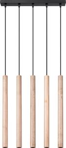 Lampada a sospensione PASTELO 5L legno 5xG9 8W acciaio/legno 100x5x45cm Sollux Lighting
