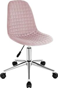 Sedia da lavoro Happyment Mumba - Rosa - Per adulti - Con rotelle - Velluto - Sedia da ufficio ergonomica - Regolabile in altezza