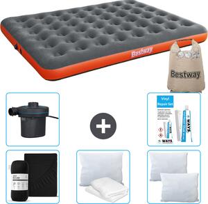 Materasso gonfiabile Bestway - 2 persone - 152 x 203 x 22 cm - grigio/arancio - accessori inclusi
