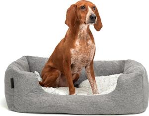 Lettino per cani lionto, accogliente letto per cani con cuscino reversibile e rimovibile, base antiscivolo, 80x60 cm, grigio