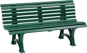 Panchina da giardino Blome Helgoland a 3 posti, in plastica di facile manutenzione, con 13 profili multicamera, 2 piedi e schienale, verde