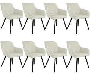 Tectake 404677 8x sedia marilyn effetto lino - crema/nero