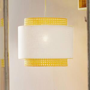 TK Lighting Lampada a sospensione Boho, bianco/rattan Ø 38 cm