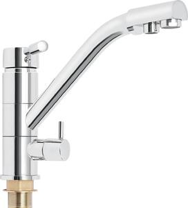Miscelatore da cucina - Miscelatore per lavello - Bocca flessibile - Girevole - Monocomando - Montaggio a incasso a 1 foro - Ottone - Acqua fredda e calda - Argento