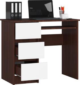 BDW, scrivania per computer con 3 cassetti, cassetto per tastiera, 90x77x50 cm, Venga / bianco (a sinistra)
