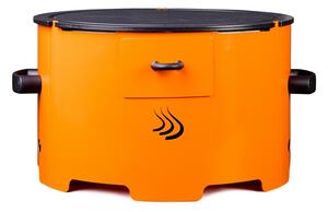 Eco Fire - Griglia a pellet portatile modello "Apache" con piastra in acciaio diametro 38 cm e spessore 6 mm - Arancione