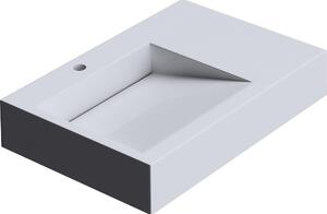 Doporro Lavabo da Appoggio Rettangolare, Lavabo Sospeso con Foro Rubinetto in Marmo Resina Bianco Lucido 100x50x13cm, Lavandino Bagno Colossum11-1000