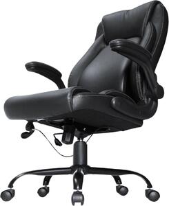 Sedia da ufficio - Sedia direzionale - Finto cuoio - Regolabile in altezza - Ergonomica - Nero - Portata fino a 150 kg