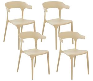 Set di 4 sedie polipropilene resistente colore beige per interno ed esterno stile moderno Beliani