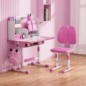 Scrivania per bambini - Regolabile in altezza - Set per l'apprendimento e la creatività - Larghezza 80 cm - Rosa