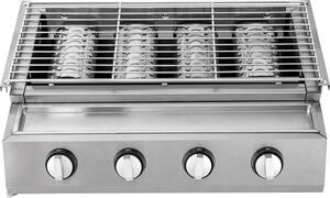 Barbecue a gas - Barbecue da tavolo - 4 bruciatori, propano/GPL, acciaio inossidabile, piastra Vetroceramica a infrarossi, 58×40×20 cm - Argento