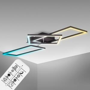 B.K.Licht Plafoniera LED 40W dimmerabile, CCT luce neutra, fredda, calda, telecomando, 2 cornici orientabili, lampada da soffitto frame nera