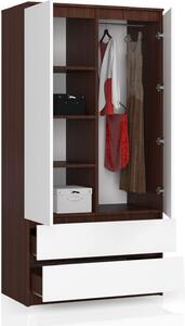BDW, armadio 2 ante, 2 cassetti, 180x90x51 cm, wengé / bianco