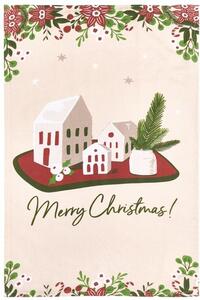 Nuvole Di Stoffa Strofinaccio beige Merry Christmas con casette in spugna di cotone