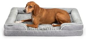 Letto per cani lionto premium, letto ortopedico in memory foam con bordo rialzato, rivestimento lavabile e supporto stabile, 97x71x17 cm, grigio