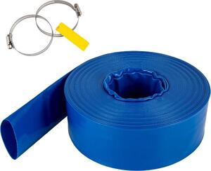 Tubo di drenaggio - Tubo di drenaggio extra piatto in PVC per il controlavaggio - 4 pollici x 105 piedi - Morsetto incluso