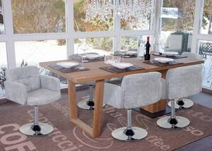 Set di 6 sedie da pranzo Orlando, sedia girevole, Similcuoio scamosciata cromata certificata MVG ~ grigio vintage