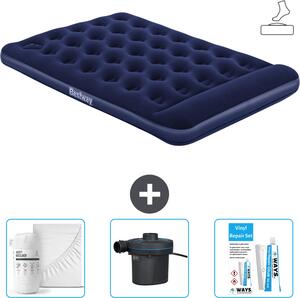 Materasso gonfiabile Bestway - Letto alla francese - 137 x 191 x 28 cm - Blu - Accessori inclusi