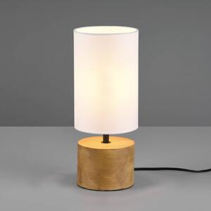 Reality Leuchten Lampada tavolo Woody legno/stoffa cilindro, bianco