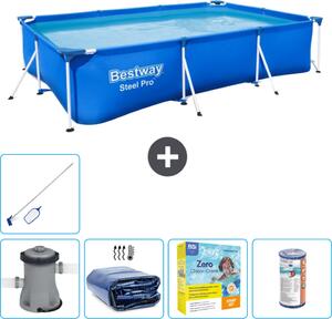 Piscina Bestway Pro rettangolare in acciaio - 300 x 201 x 66 cm - Blu - inclusa pompa - tenda da sole - pacchetto manutenzione - filtro - kit pulizia
