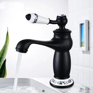 Rubinetto per bagno - Miscelatore lavabo - Montaggio a parete - Corpo in ottone - Cartuccia in Vetroceramica - Resistente alla ruggine e alla corrosione - Nero