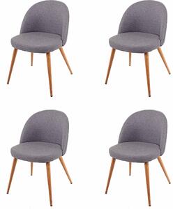 Set di 4 sedie per sala da pranzo HWC-D53, sedia da cucina, design retrò anni '50, tessuto/tessuto ~ grigio scuro