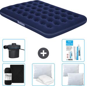 Materasso gonfiabile Bestway - Letto francese - 137 x 191 x 22 cm - Blu - Accessori inclusi