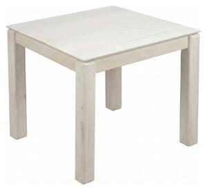 WOHNLING Tavolo da pranzo in legno massello di mango 80x80 cm, effetto sbiancato, tavolo da pranzo quadrato, tavolo da cucina per 4 persone, tavolo in legno, tavolo da pranzo, realizzato a mano