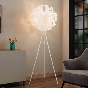 Lampada da terra Lindby Varika con paralume a sfera, bianco