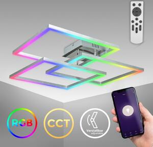 B.K.Licht Plafoniera LED smart WiFi, App e telecomando, controllo vocale, dimmerabile, CCT luce calda, neutra, fredda, colorata RGB, iOS & Android