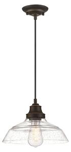 Lampada a sospensione a una luce Iron Hill bronzo / vetro antico