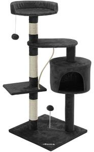 CADOCA Albero Tiragraffi 112 cm 3 Piattaforme 1 Cuccia per Gatti 2 Palline 1 Corda da Gioco Affila Unghie Gatto