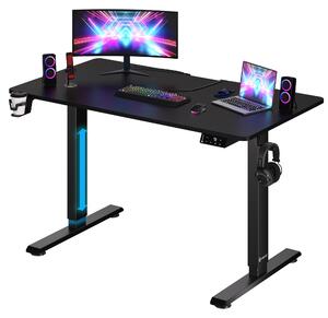 CASARIA® Scrivania Regolabile in Altezza 110x60 cm Elettrica Supporto Cuffie Portabicchieri Scrivania da Gioco Look Carbonio Design