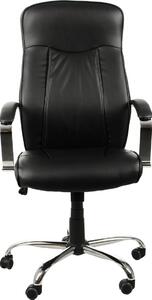 Sedia da ufficio ergonomica girevole ZN-9152, rivestita in ecopelle, con funzione reclinabile, ruote morbide, nero