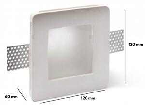Portafaretto GU10 e MR16 in Gesso Pitturabile con Copertura Satinata, Quadrato Ø120x120 mm Materiale Gesso
