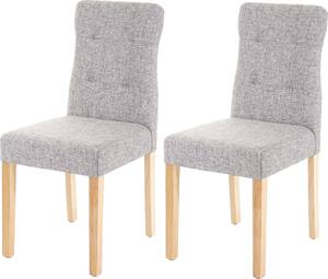 Set di 2 sedie da pranzo HWC-E58, sedia da pranzo ~ tessuto/tessuto grigio, gambe leggere
