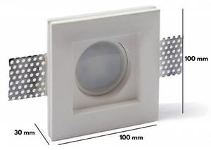 Portafaretto GU10 e MR16 in Gesso Pitturabile Quadrato Ø95x95 mm Materiale Gesso