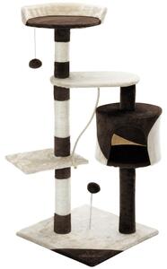 CADOCA Albero Tiragraffi 112 cm 3 Piattaforme 1 Cuccia per Gatti 2 Palline 1 Corda da Gioco Affila Unghie Gatto