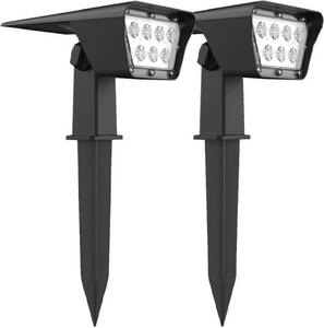 Set of 2 solar spotlights 2 in 1 to stick or fix - LUMISKY - CURTIS - H31.5 cm - white LED