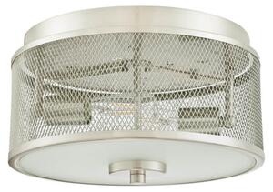 Plafoniera Morrison in nichel spazzolato con 2 sorgenti luminose