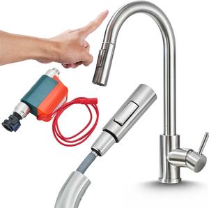 Rubinetto da cucina Ari TOTTO con doccetta estraibile, canna girevole 360 gradi, sensore touch, acciaio inox