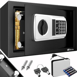 DEUBA® Cassaforte Elettronica con Combinazione 31x20x20cm LED Doppio Bullone in Acciaio Cassetta Sicurezza Nera